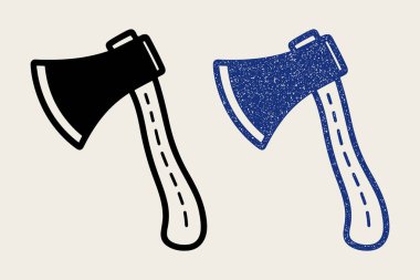 Axe Vektör Simgesi. Grunge ve Solid Balta Çizimleri Oduncu, Araç Tasarımı