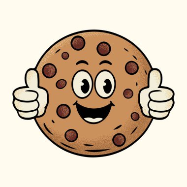 Gülümseyen Kurabiye Vektörü İllüstrasyon Sevimli Çizgi Film Çikolata Kırıntısı Kurabiye Karakteri