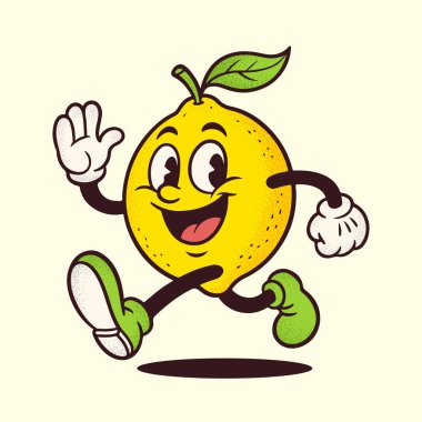 Şirin Limon Maskot Vektör İllüstrasyonu Komik Karikatür Meyve Karakteri Tasarımı