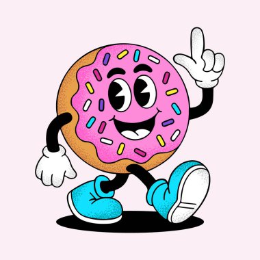 Şirin Donut Maskot Vektör İllüstrasyonu Komik Çizgi Film Tatlı Karakteri Tasarımı