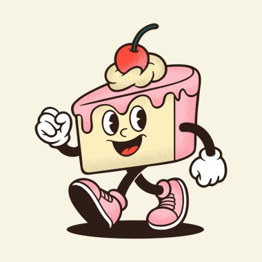 Şirin Pasta Maskot Vektör Çizgi Filmi Komik Tatlı Karakteri Tasarımı