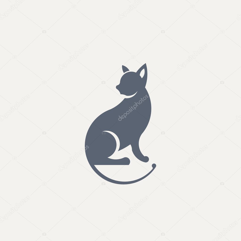 Elegant Cat Silhouette Logo Vector Design  Minimal Feline Animal Icon