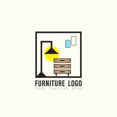 Mobilya Logosu Lamba ve Çekmeceli Minimum İç Simge Tasarımı