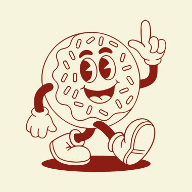 Mutlu Çizgi Filmler Donut Karakteri Vektör İllüstrasyonu