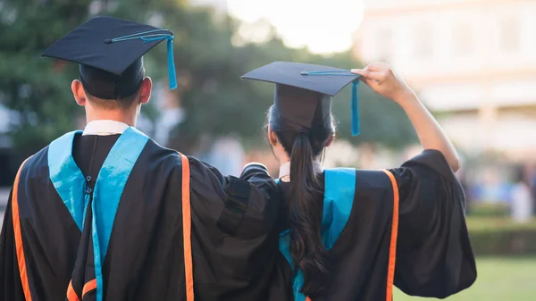 Rearview University Graduates Line Degree Award University Graduation Ceremony University — Stock Photo, Image