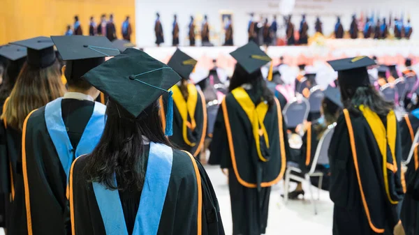 Rearview University Graduates Line Degree Award University Graduation Ceremony University — Stock Photo, Image