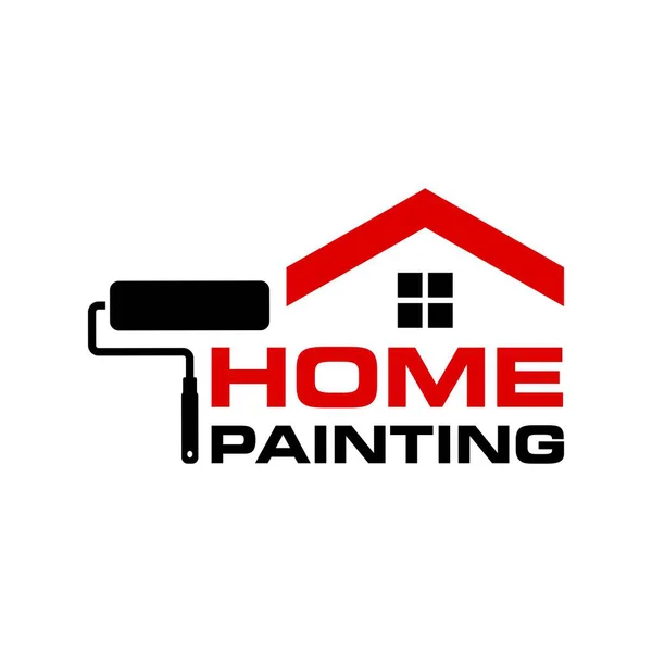 Ev boyası servis logosu tasarım vektör çizim şablonu. Basit tasarım etiketi siyah ve kırmızı harf