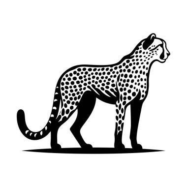 Uçurumun üzerinde duran siyah beyaz çita logo vektörü.