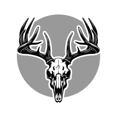 Geyik kafatası logo taşıyıcı kasvetli atmosferi daire içinde