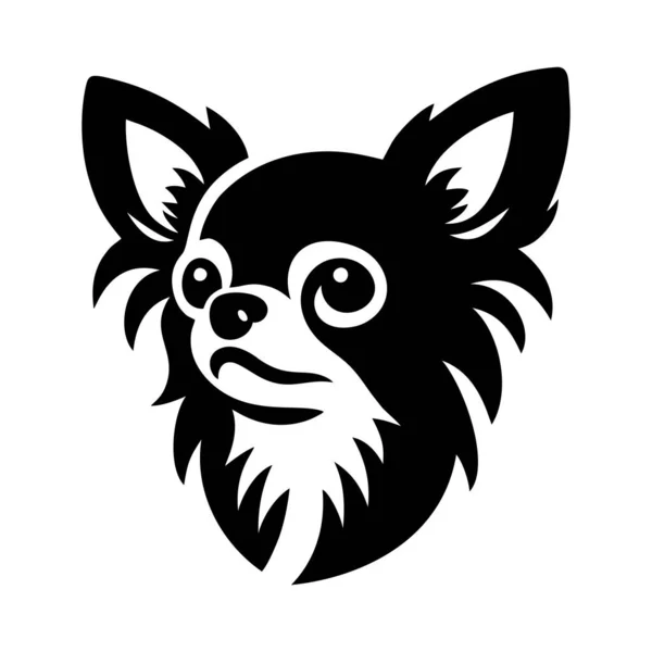 Chihuahua logo vektörü siyah beyaz tüyleri çiçek açıyor.
