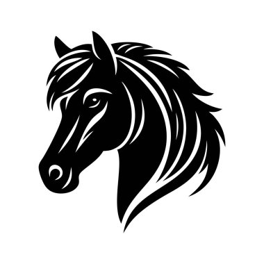 At başlı logo vektör çizimi siyah ve beyaz. Basit el çizimi tasarım simgesi