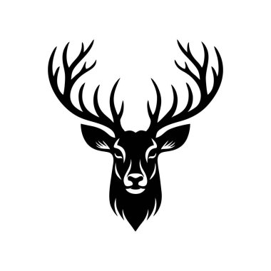 Geyik kafatası logo taşıyıcı kasvetli atmosferi daire içinde