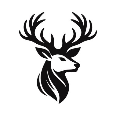 Geyik kafatası logo taşıyıcı kasvetli atmosferi daire içinde