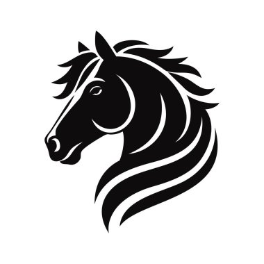 At başlı logo vektör çizimi siyah ve beyaz. Basit el çizimi tasarım simgesi