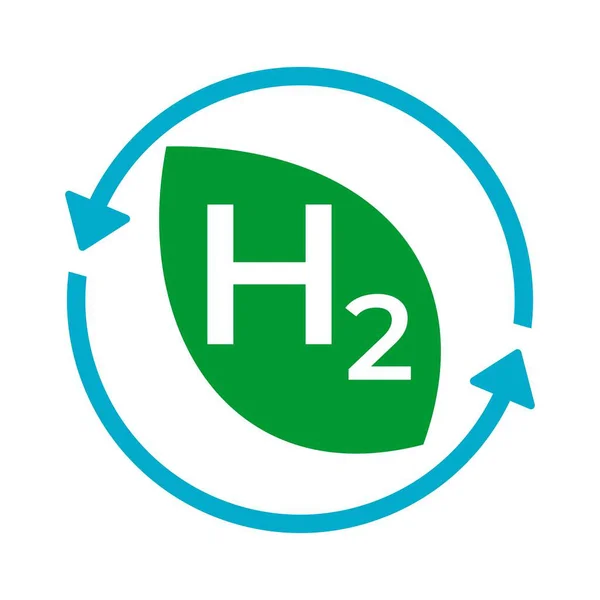 Yeşil hidrojen logo vektörü izole edildi. Daire şeklinde basit el çizimi harfleri