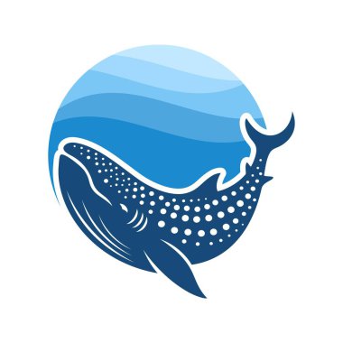 Balina logosu çizim şablonu daire şeklinde. Basit güzellik tasarımı