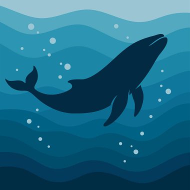 Balina logo vektör çizimi siyah ve beyaz. Basit bir hayvan çizimi.