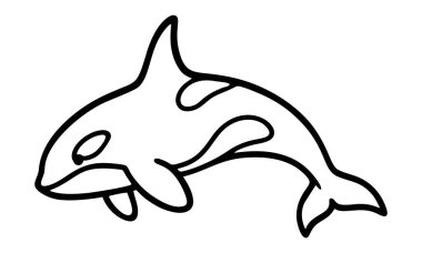 Balina logo vektör çizimi siyah ve beyaz. Basit bir hayvan çizimi.