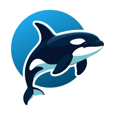 Balina logosu çizim şablonu daire şeklinde. Basit güzellik tasarımı