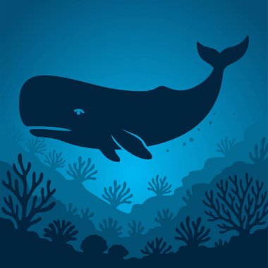 Balina logosu çizim şablonu daire şeklinde. Basit güzellik tasarımı