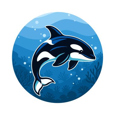 Orka logo vektör çizimi güzel hayvanların şablonu