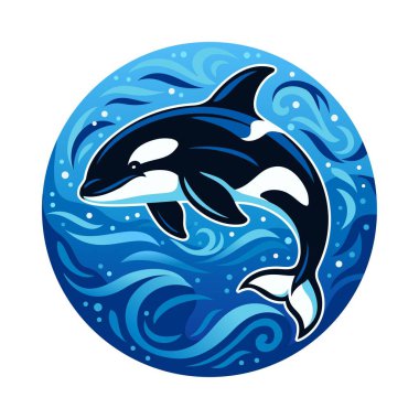 Orka logo vektör çizimi güzel hayvanların şablonu