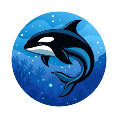 Orka logo vektör çizimi güzel hayvanların şablonu