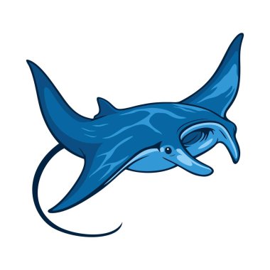 Manta logo vektör çizimi şablonu. Deniz hayvanlarının çıkartmalarını dizayn et