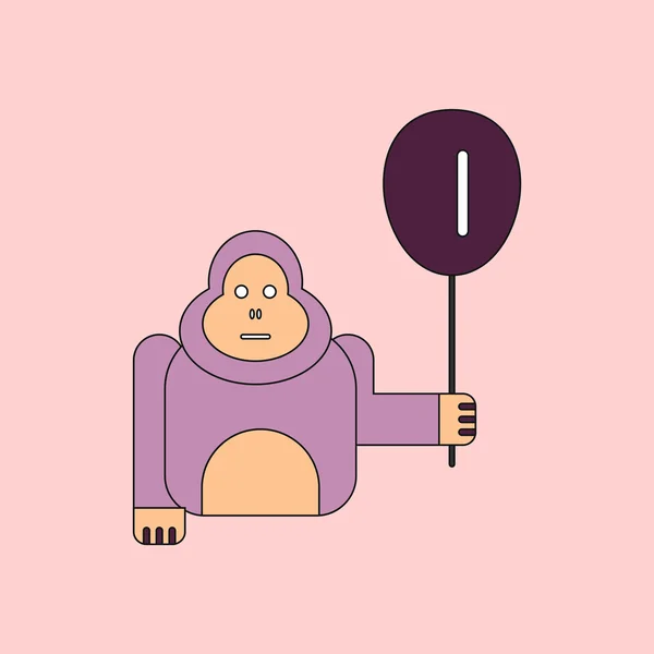 Balon ile şık arka plan goril hayvanlar vektör çizim