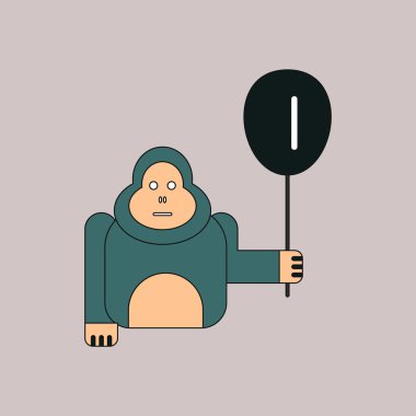 Balon ile şık arka plan goril hayvanlar vektör çizim