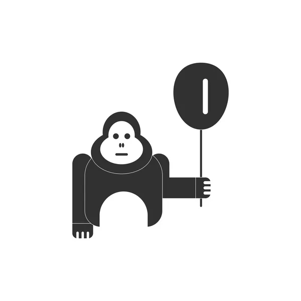 Ilustracja wektorowa zwierząt na tle stylowej goryl z balonem — Wektor stockowy