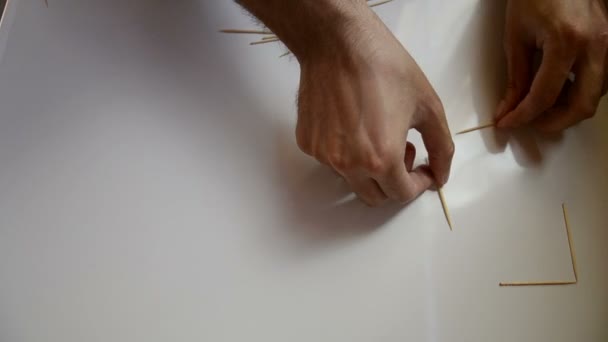 Desenho masculino números palitos de dentes no fundo branco — Vídeo de Stock