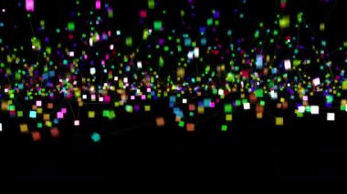 Neon Parçacık Ağı Arkaplanı. Soyut Dijital Veri Akış Canlandırması