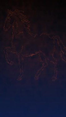 Soyut Parlayan Ateş Atı Çizgisi Sanat Animasyonu. Ay 'a Yeni Yıl Video Girişi