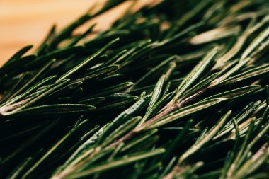 bohça dal biberiye ahşap koyu arka plan üzerinde