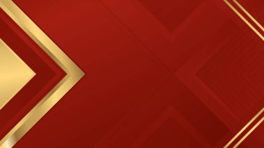 Kırmızı arka plan. Kırmızı ve altın çizgili arka plan tasarımı. Soyut kırmızı ve altın arkaplan resmi. Kırmızı ve altın arkaplan gradyanı.