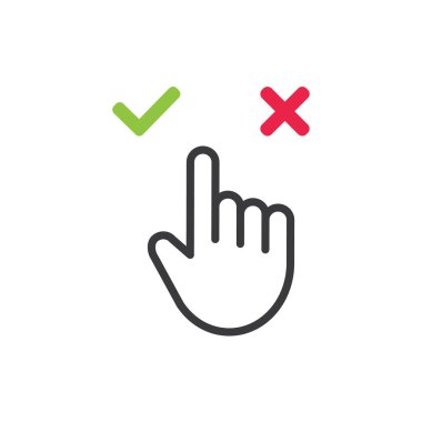 Yeşil ve kırmızı renkli işaretleme simgesi, vektör illüstrasyonuName.