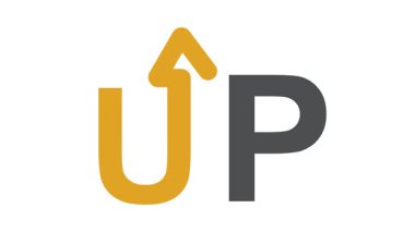 Yukarı logo. U ve P harfleri, video, imza.