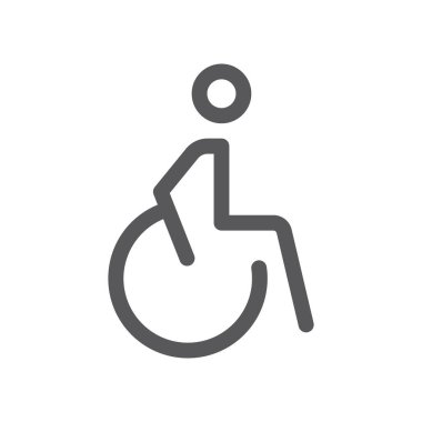 Tekerlekli sandalye Engellilik Sembolü Simgesi Simgesi Simgesi Siyah ve Beyaz.