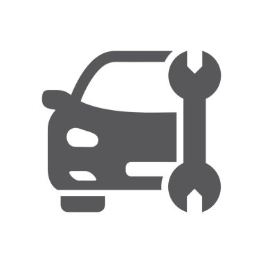 Araba servisi ikonu. İngiliz anahtarı olan araba..