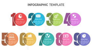 Elementler bilgi şablonu, daire 9 seçenekleri.