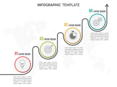 Bilgi zaman çizelgesi 4 adım veya seçenek.