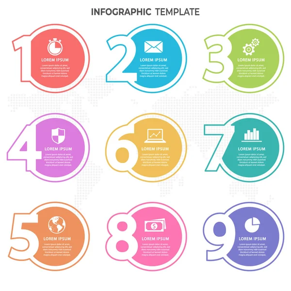Σύγχρονη Infographic Στοιχεία Πρότυπο Αριθμούς Και Κύκλο Επιλογές — Διανυσματικό Αρχείο