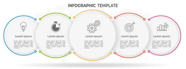 Minimaler Zeitachsenkreis Infografik Vorlage Optionen Oder Schritte — Stockvektor