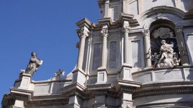 Catania Katedrali. İtalya, Sicilya 'daki Piazza del Duomo' daki Aziz Agatha Katedrali. İtalyan bayramı. Sicilya seyahati. Sicilya 'yı gezmek. 