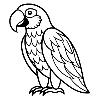 Papağan vektör simgesi çizgisi, arkaplan yok