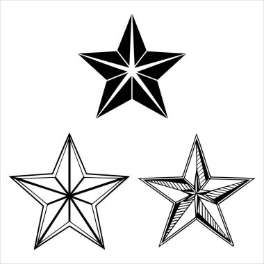 Beş köşeli yıldız vektör silueti çizgisi, arkaplan yok