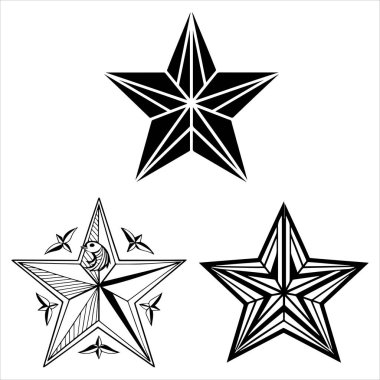 Beş köşeli yıldız vektör silueti çizgisi, arkaplan yok