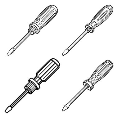 tornavida (düz başlık) resimleme ana hatlarını ayarla, arkaplan yok