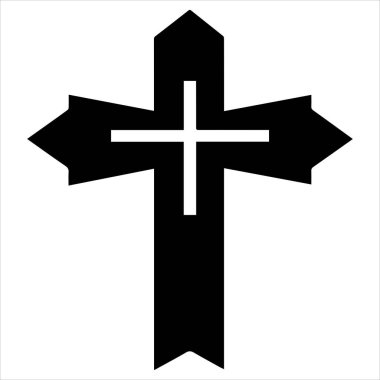 Şeffaf arkaplanda siyah çizgi sanatsal Hıristiyan haçı